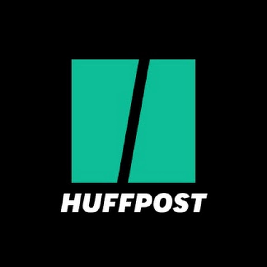 The huffpost logo on a black background.