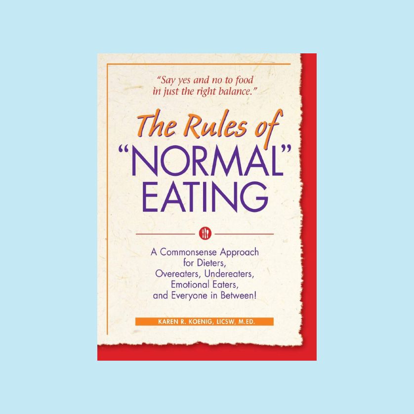 The book cover for the rules of normal eating.