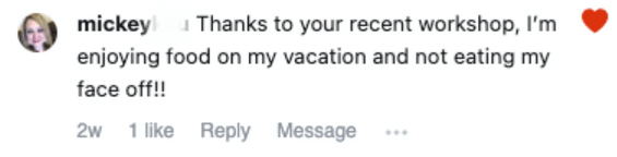 A person is thanking someone for a recent workshop.